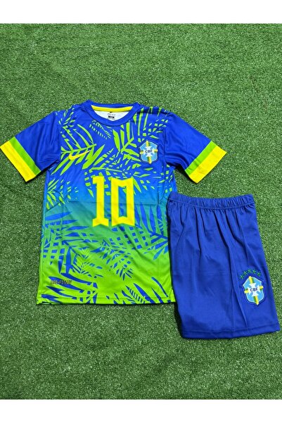 Lion Spor Brezilya Neymar Jr. 10 Çocuk Futbol Forması Mavi