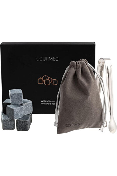 Gourmeo Set de 9 pietre pentru whisky, din bazalt, reutilizabile, cu clește d...