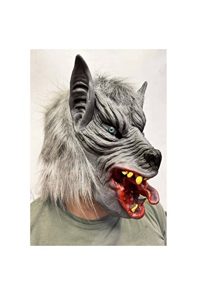 pınaxar Full-Fit Latex Tongue-Out Blue-Eyed Wolf Mask