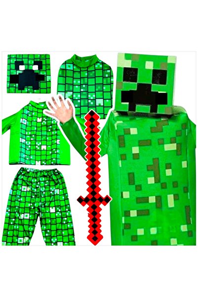 Toys Costum Minecraft pentru băiat, Creeper, set complet cu mască, costum de ...