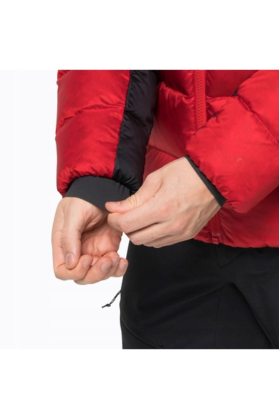 Jack Wolfskin Geacă de puf cu glugă Nebelhorn pentru bărbați, roșie, mărimea S