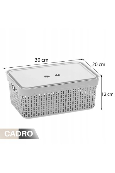 NO BRAND Coș din plastic cu capac, organizator, gri, 30x20x12 cm