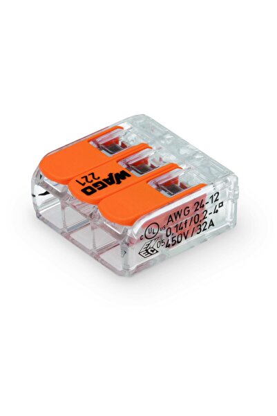 Kobi 100x terminal de conexiune rapidă WAGO cu 3 căi 0.14-4mm 221-413 kit blo...