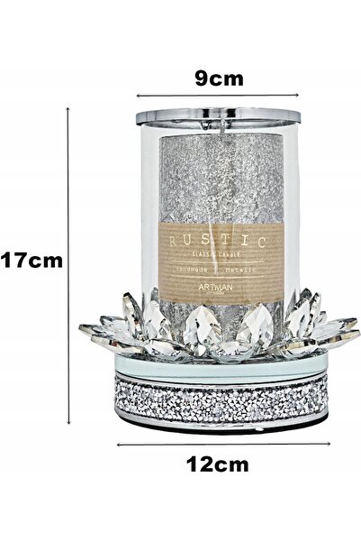 NO BRAND Sfeșnic „Lampion Glamour Lotus” argintiu 23038