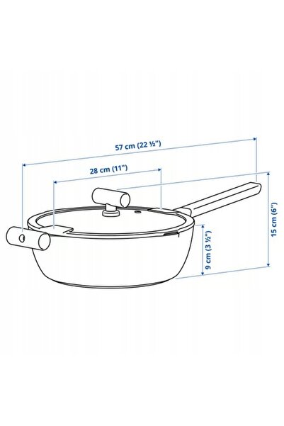 NO BRAND IKEA KLIPPFISK Tigaie cu capac, sticlă/lemn, gri-turcoaz, 28 cm