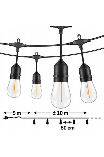 NO BRAND GIRLANDĂ LUMINOASĂ DE GRĂDINĂ – LANȚ DE LUMINI DE 10 M, 20+2X BECURI...