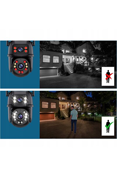 NO BRAND Cameră Duală Rotativă WiFi IP Inteligentă de Exterior 6MPX cu Detecț...