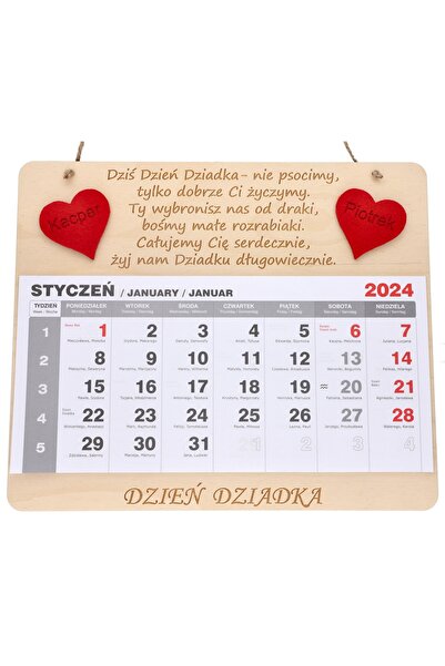 NO BRAND Calendar din lemn cu gravură Ziua Tatălui, orice nume, inimă roșie