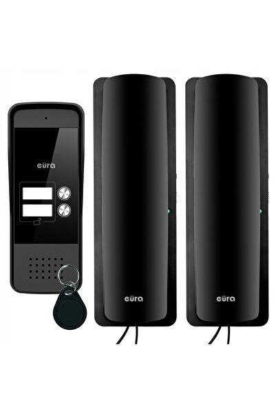 EURA Interfon 2R dual-familie, negru, cu cititor RFID, brelocuri și placă de ...