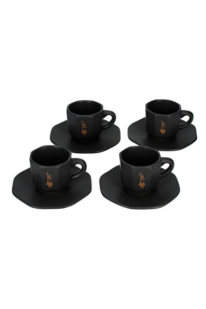 Bialetti Set espressor cu 4 cești și suport, negru