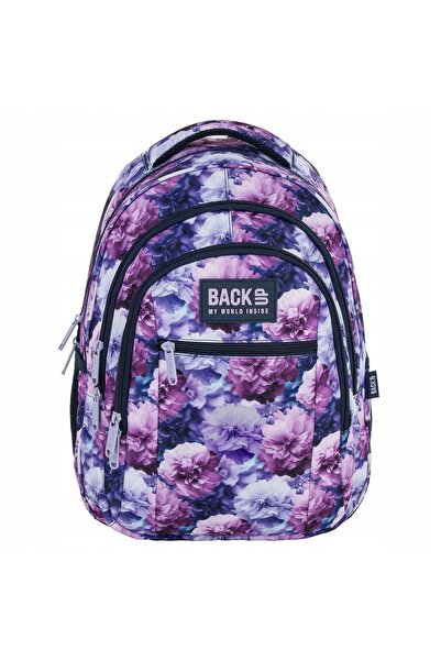 NO BRAND Rucsac Back Up pentru clasa a III-a, cu 3 compartimente, Violet Bloom