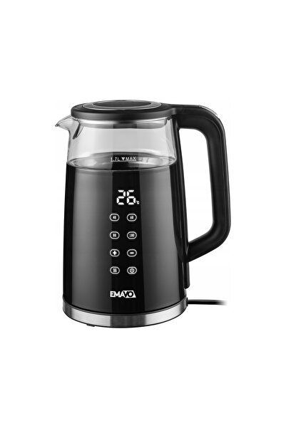 Emavo Fierbător electric fără fir 1.7l 2200W din sticlă cu control temperatură