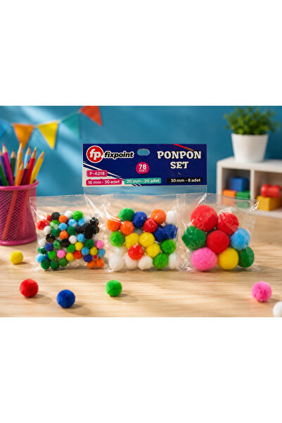 u.s.m ucuzsanalmarket Ponpon Mix 10-20-30mm. ( 78 adet ) Okul Öncesi Etkinlik...