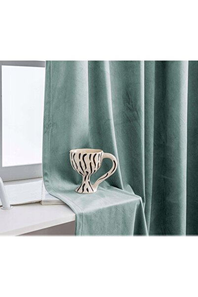 NO BRAND Draperii opace cu catifea 140×160 cm izolație termică verde deschis