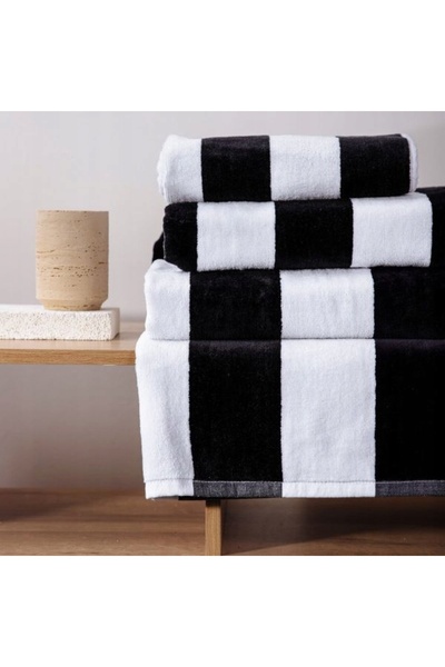 NO BRAND Prosop LAWENA în dungi alb-negru 100x150 cm HOMLA