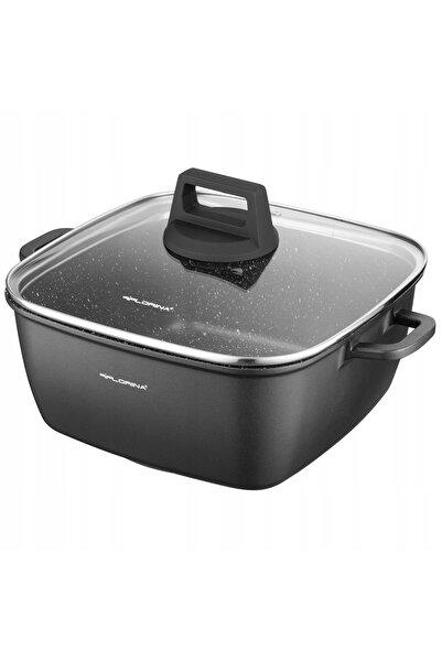 NO BRAND Oală Florina Chef 4,6 L, 24 cm, din aluminiu, neagră, pentru plite c...