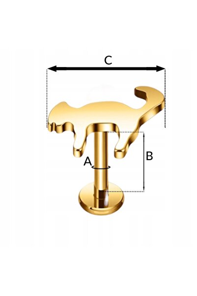NO BRAND PIERCING Aur Titan Formă de Pisică Piercing Labret HELIX TYTAN 1.2/6