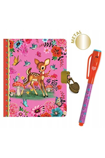 djeco Jurnal cu lacăt + pix magic UV, carnet de buzunar Sarenka