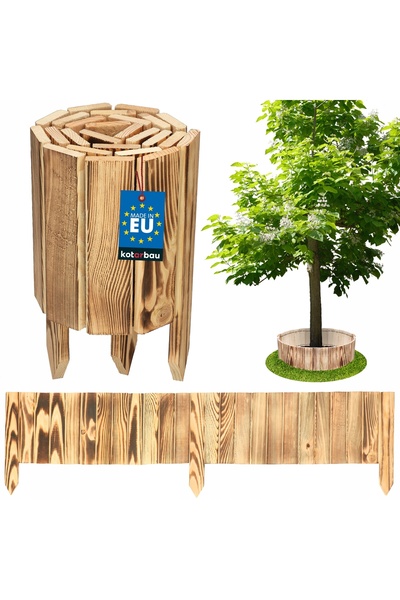 NO BRAND PALISADĂ DE GRĂDINĂ 20X110 ȚAȘĂ DE Gazon ÎNGRĂBĂTĂ DIN LEMN ARS