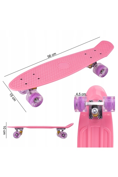 MalPlay SKATEBOARD FISH WHEEL LED SKATEBOARD FISHBOARD RGB ROZ PENTRU COPII C...
