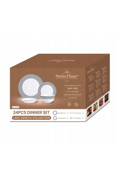 NO BRAND Serviciu de masă PORCELANĂ Complet Farfurii Boluri 24 piese pentru 6...