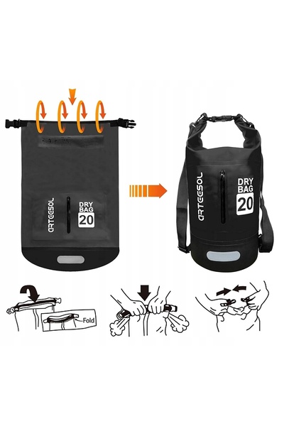 NO BRAND ARTEESOL Rucsac impermeabil 20L pentru caiac și placă de surf, negru