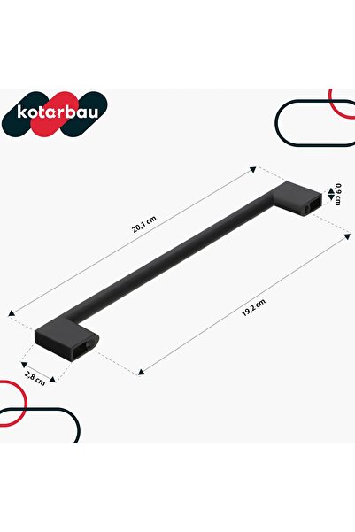 NO BRAND Set de 10 mânere de bucătărie tip bandă lungă, negru mat, 221mm, pen...