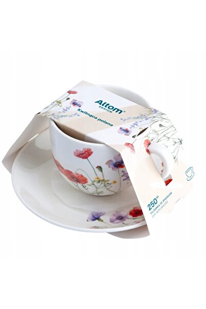 NO BRAND Căni 250 ml cu farfurioară pentru cafea și ceai Altom Design Bloomin...