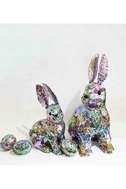 NO BRAND FIGURINĂ DE IEPURE, FIGURINĂ DIN SEQUIN, DECORAȚIUNE, ORNAMENT PENTR...