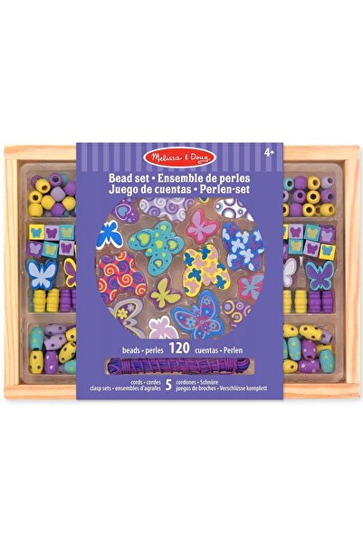 Melissa & Doug Mărgele din lemn pentru înșirarea fluturilor 14179