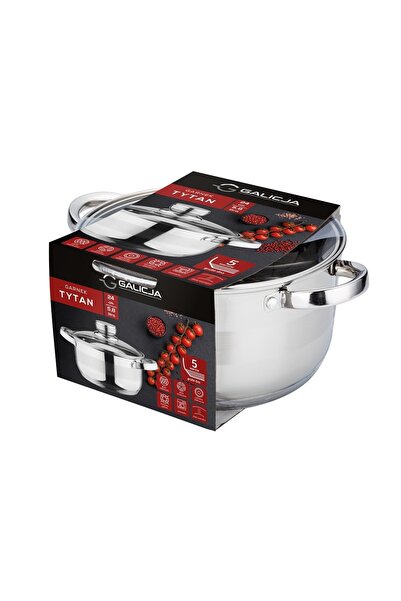 NO BRAND Oală cu capac Tytan, 24 cm, 5,8 L