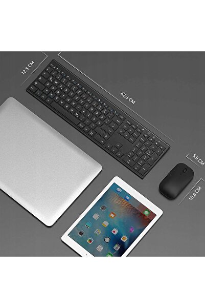 NO BRAND Set tastatură și mouse FĂRĂ FIR, model slim din aluminiu, DISPOZIȚIE...