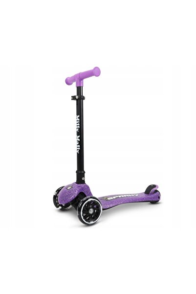 Milly Mally Trotinetă Sparky violet, roți violet, frână cu picior cu LED.