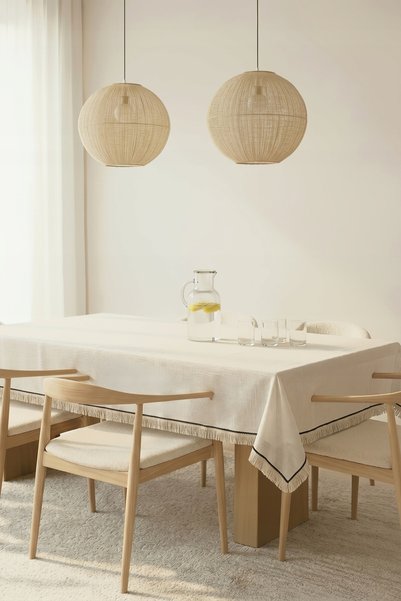 NO BRAND FAȚĂ DE MASĂ ELEGANTĂ Imitație de in DECORATIVĂ NATURALĂ 140x350 BEJ