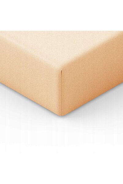 NO BRAND Cearșaf de pat bej deschis din jerseu 140x200 cu elastic ecologic