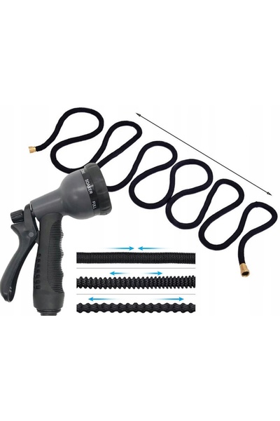 NO BRAND Furtun de grădină rezistent, extensibil, elastic, 22m + conector pis...