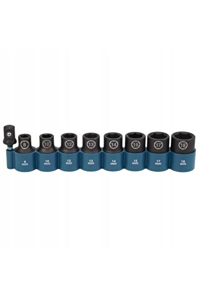 Makita Set de chei tubulare de impact 1/2 " 8-18mm + Adaptor 1/4 ", 9 piese E...