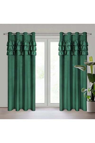 NO BRAND PERDEA GATA CONFECTATĂ 140 X 250 CM VERDE ÎNCHIS