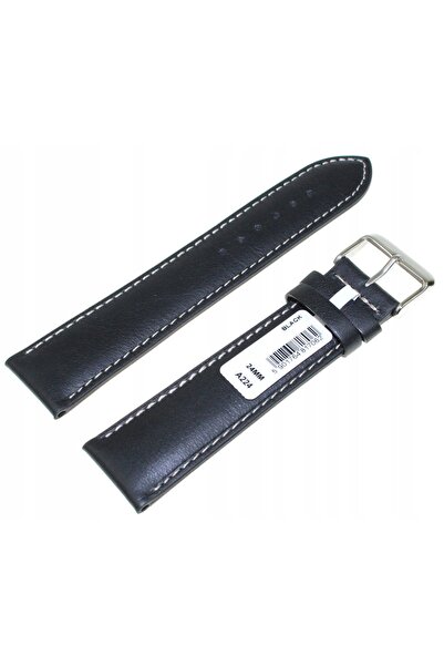 NO BRAND Curea de ceas lungă din piele neagră 24 mm XL CHERMON A224.24