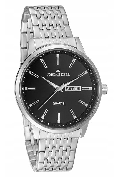JORDAN KERR Ceas clasic bărbătesc cu cadran argintiu și dată L1068 IPS 42 mm