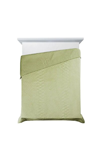 Eurofirany 220x240 Luiz 3 Pătură decorativă geometrică verde din catifea
