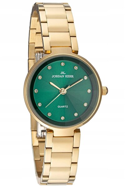 JORDAN KERR Ceas elegant de damă, verde-auriu, P9003 IPG ZT 30 mm