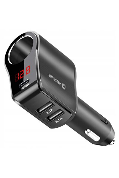 NO BRAND SWISSTEN ÎNCĂRCĂTOR AUTO USB-C 30W + 2x USB-A 3.1A