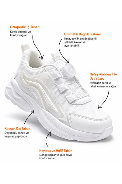 TOOM Boys' Automatic Lace-Up Sports Shoes Breathable Orthopedic Faylon Sole W...