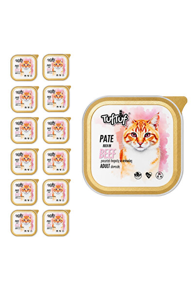 Tuf Tuf TufTuf hrană umedă completă pentru pisici cu vită, paletă 12x100g Pate