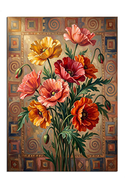 Artmeg Model de buchet de păducel colorat Pânză decorativă - Tablou din lemn MDF