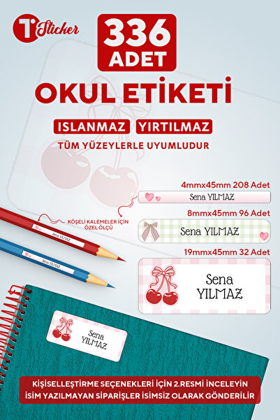 336 Adet Kişiye Özel Okul Etiketi FİYONK