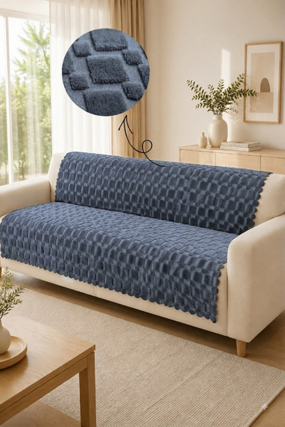 Sevim Non-Slip Base Sofa Cover - Embossed, Geometric Patterned - 170X210 cm -...
