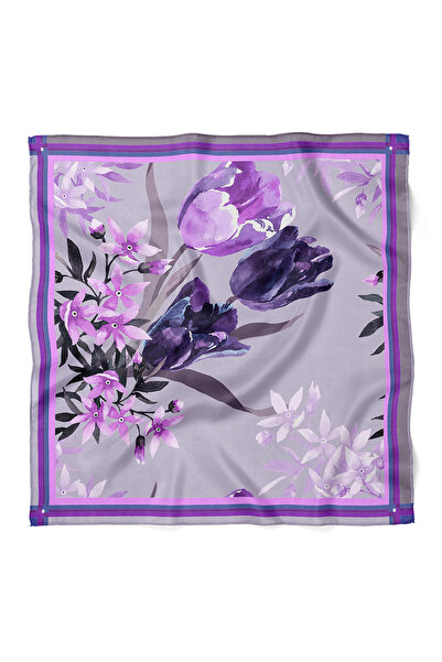 nehir eşarp Bandană cu model de lalele în stil acuarelă 70x70 cm