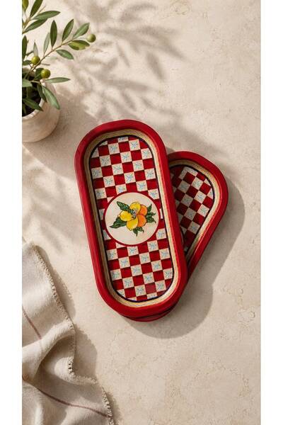 LEONEV Limon Design 2-Piece Metal Tray Presentation Stand 16X35 cm